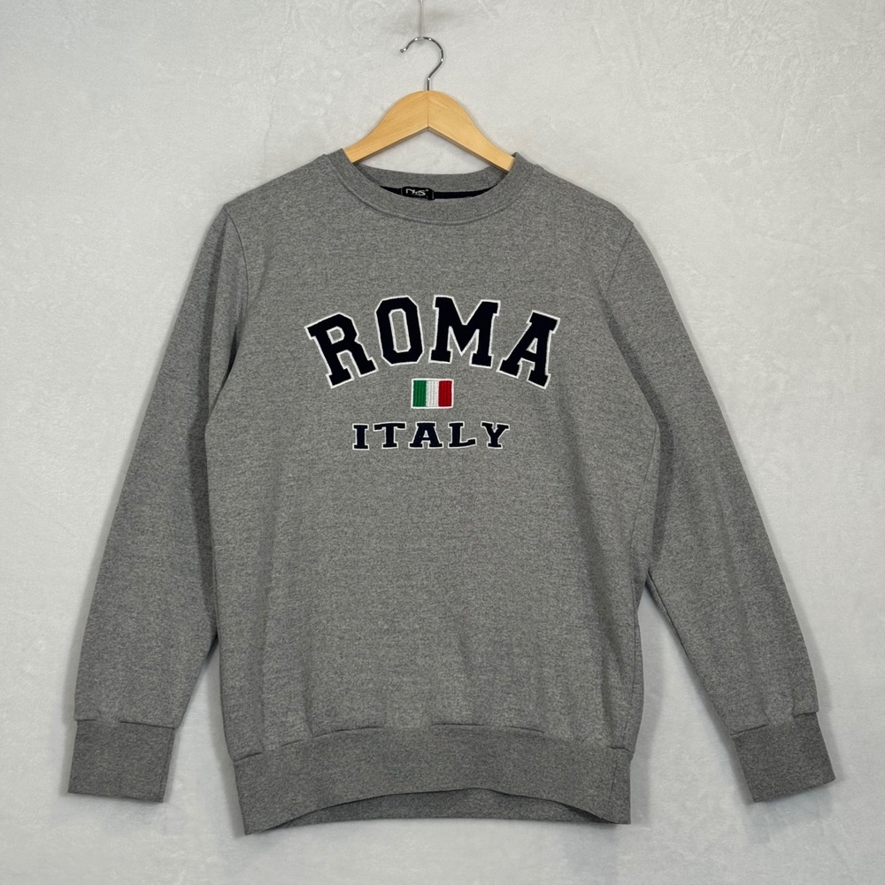 NS Grey Roma Italy Embroidered Graphic Sweatshirt Large
